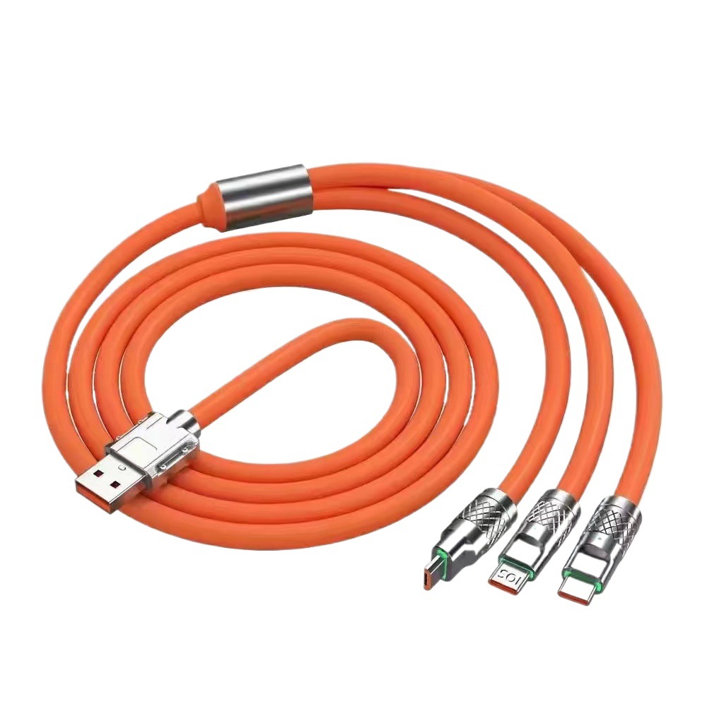 2-meter fast charging 1-to-3 mobile phone data cable, suitable for Apple, Huawei and Android type-c three-in-one charging cable Item Picture
