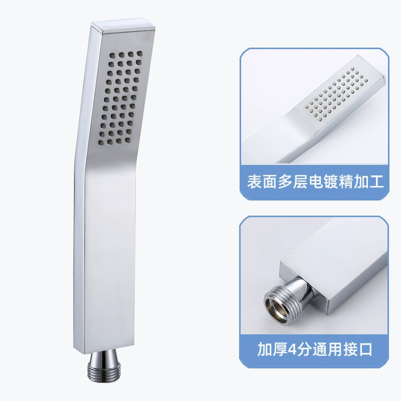 Cross-border foreign trade stainless steel shower head, hand-held shower, square concealed installation, hand-held shower head, hot water pressurized shower head details Picture