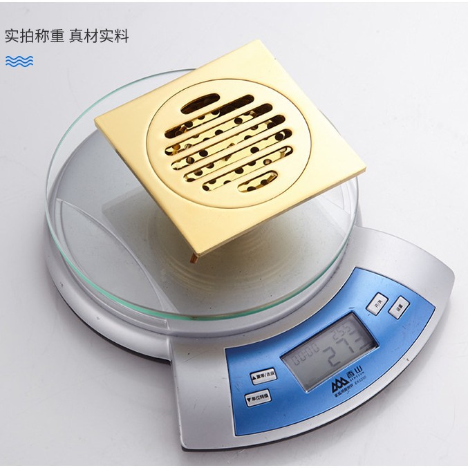 European-style gold anti-odor and anti-insect all-copper floor drain for bathroom, toilet and balcony, gold-plated leakage and brass drainage floor drain Specification drawing