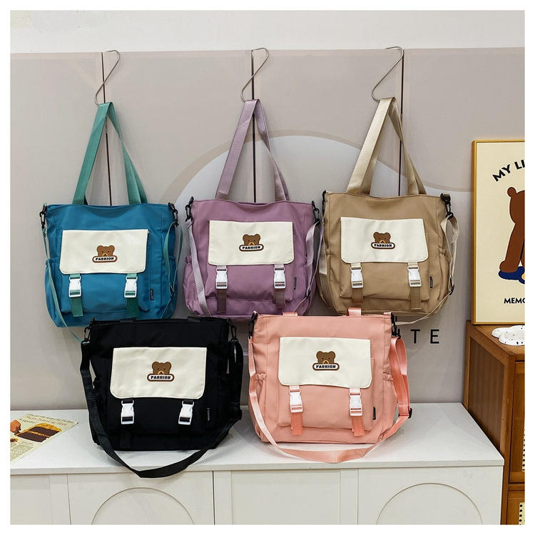 Harajuku style simple single-shoulder bag 2024 New Korean version large-capacity student tutorial bag, trendy color-blocking crossbody bag for women full figure