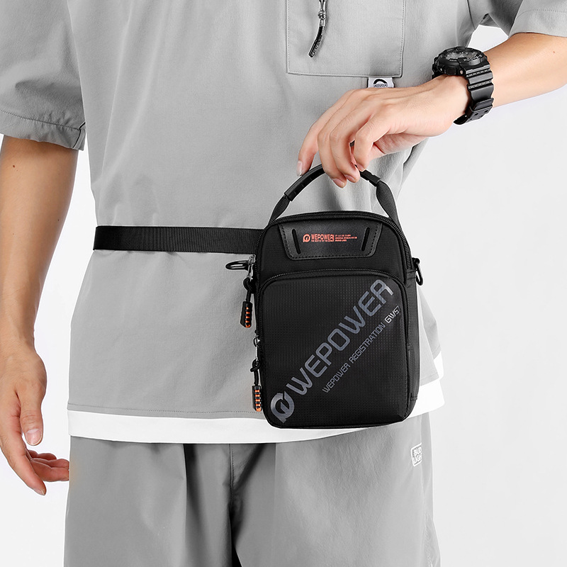 WEPOWER's new crossbody small bag, a cross-border trend for casual men, is a large-capacity single-shoulder handbag and wearable waist bag Specification drawing