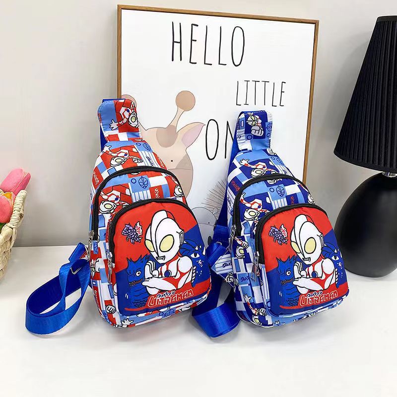 Boys' small bags for Girls 2024 new children's crossbody bag, popular cartoon cute Ultraman single-shoulder bag, baby bag full figure