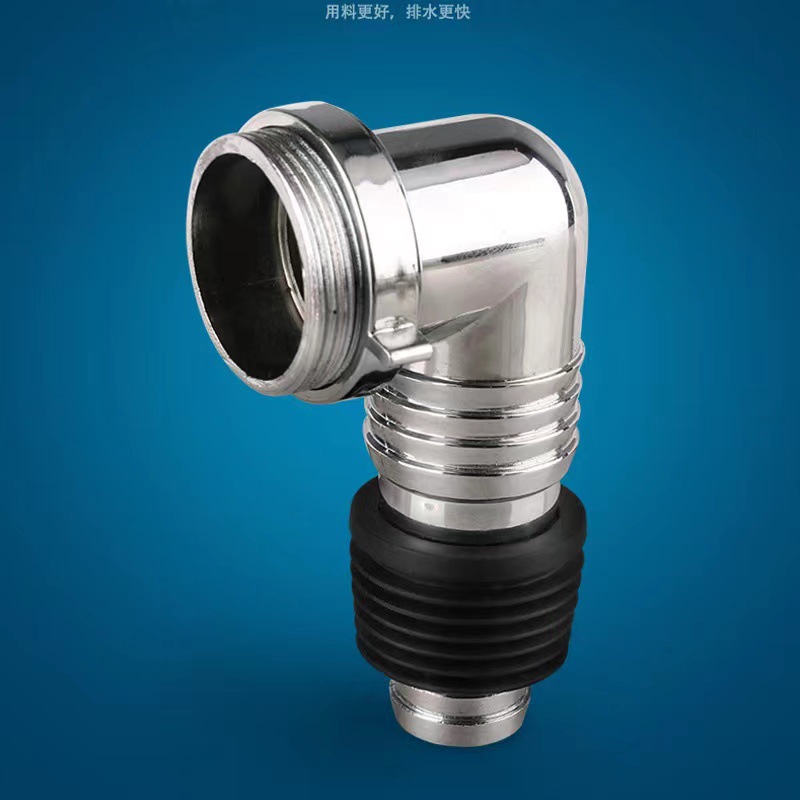 Stainless steel floor drain cover with joint, 90-degree electroplated thickened drain pipe joint specially designed for washing machines Specification drawing