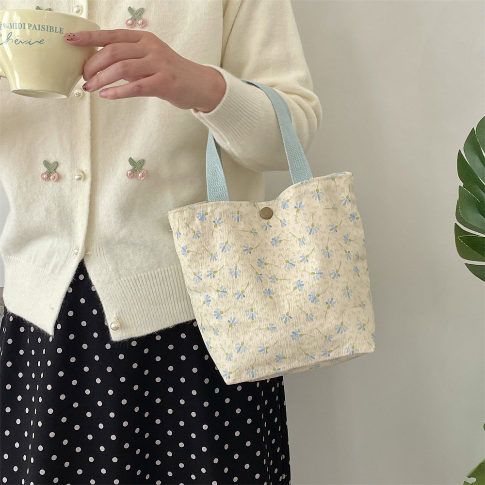 411291 autumn and winter retro casual bento bag, hand-held bag, small cloth bag for work sundries, women's portable handbag Specification drawing