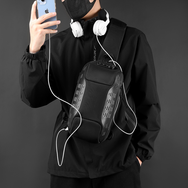 WEPOWER's new men's trendy brand chest bag, outdoor casual anti-theft crossbody bag, large-capacity multi-functional single-shoulder bag details Picture