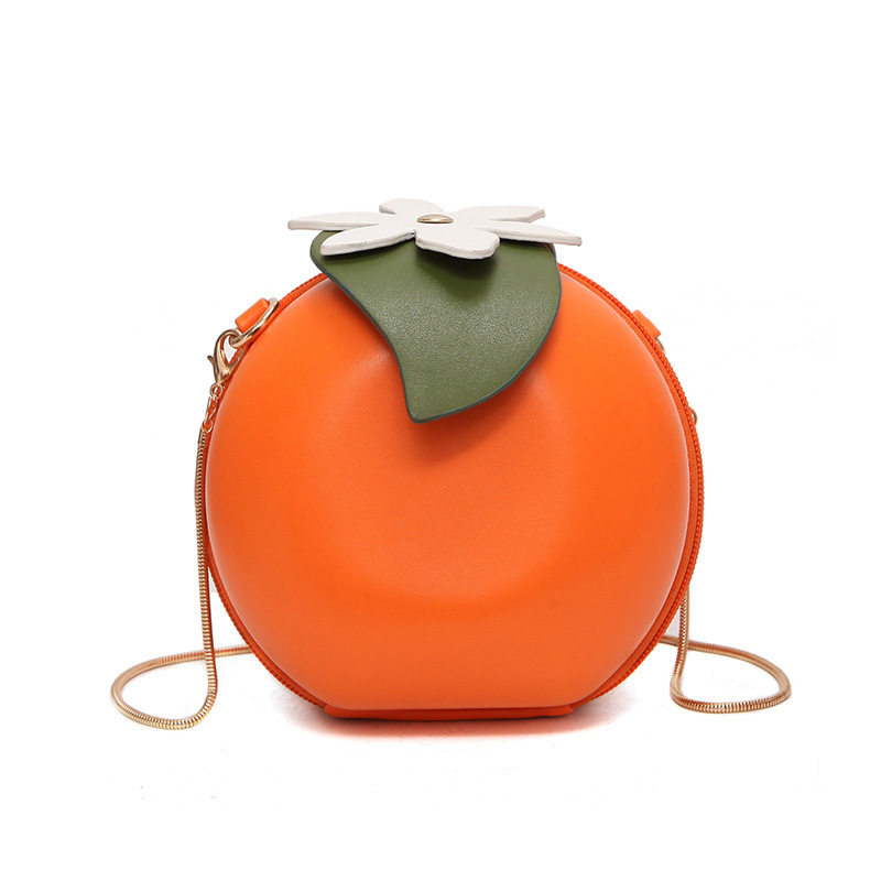 Cross-border bags Women's Trend 2024 New Style, personalized and creative, versatile single-shoulder crossbody chain Orange small round bag Item Picture