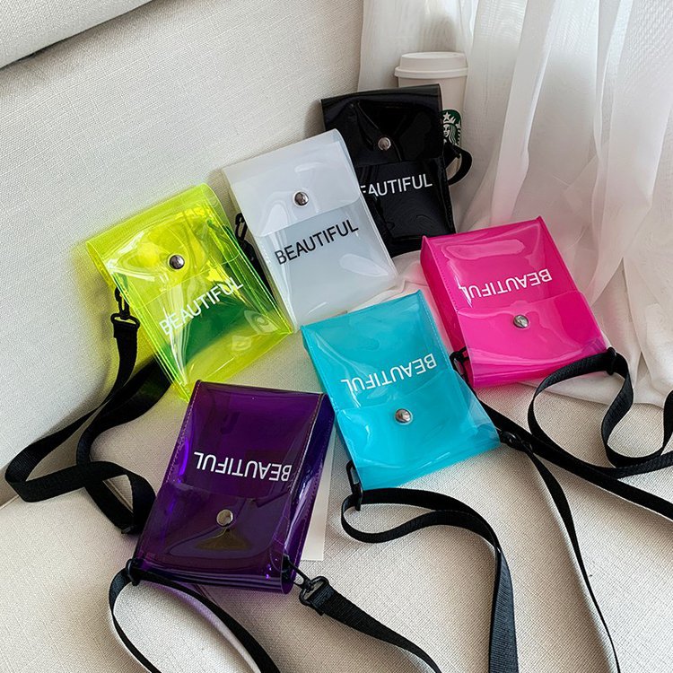 2020 Summer new PU women's bag, letter-style crossbody bag, PVC jelly bag, crossbody single-shoulder full figure