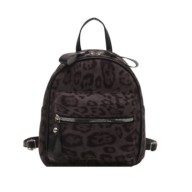 Retro leopard print backpack for women, 2024 new style, fashionable and versatile, student commuting crossbody bag, winter quality hand-held bag Item Picture