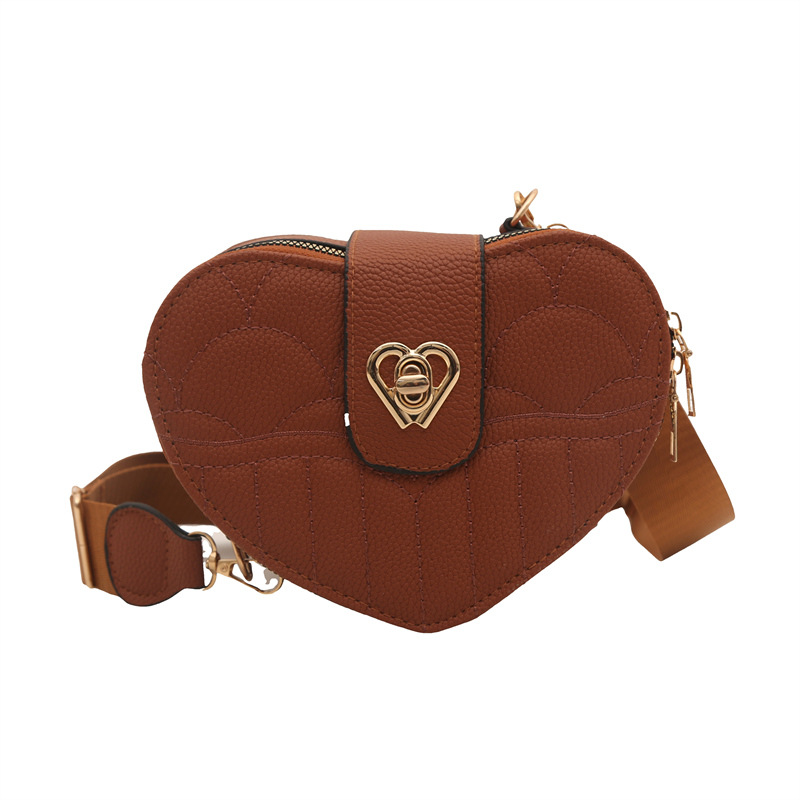 Korean-style fashionable heart-shaped diamond checkered women's small bag, trendy and stylish single-shoulder bag, solid-color trendy small bag, crossbody bag Item Picture