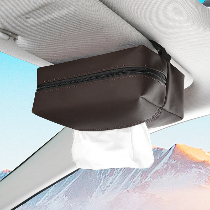Car Napa leather tissue box, armrest box, car tissue box, hanging car, sun visor, napkin bag, inside the car Application Scenario