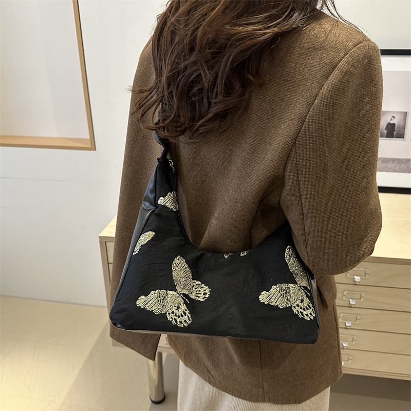 Fashionable and stylish lace underarm bag for women, new autumn/Winter 2024, bow pleated single-shoulder bag, commuter crossbody bag Specification drawing