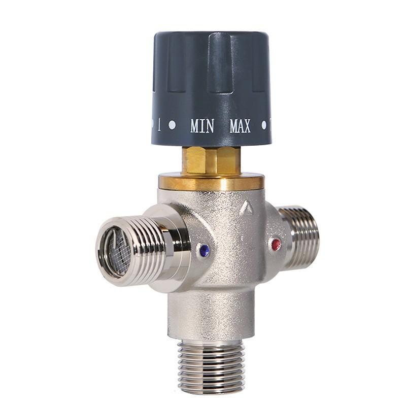 Factory direct sales of nickel-plated brass constant temperature mixing valve, home and school temperature control valve, automatic constant temperature anti-scalding Specification drawing