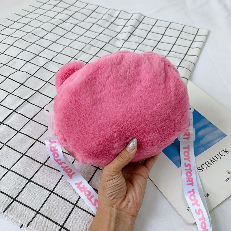 Cute cartoon strawberry bear crossbody bag for women 2024 autumn/Winter new style Funny plush three-eyed bag grab bag Specification drawing