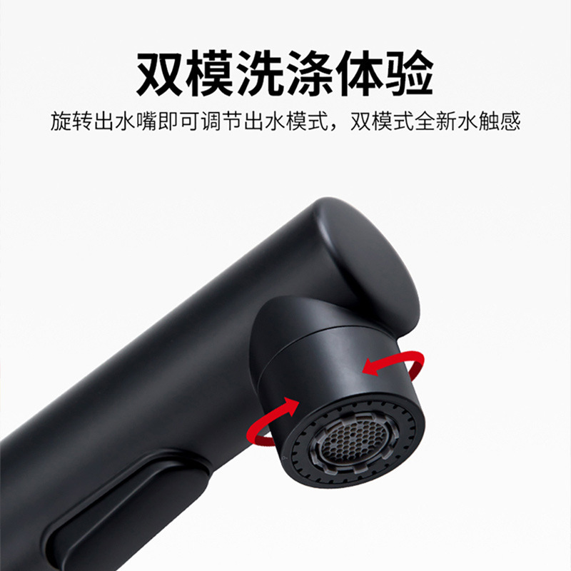 All-copper hot and cold dual-purpose bathroom cabinet, pull-out faucet, bathroom, kitchen, bathroom, washbasin, pull-out faucet details Picture