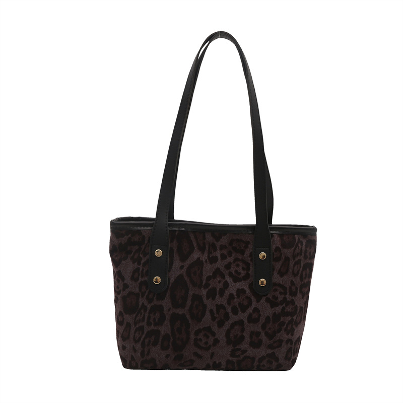 High-end texture leopard print large bag 2024 new retro bag, fashionable and stylish, single-shoulder large capacity commuter tote bag Item Picture