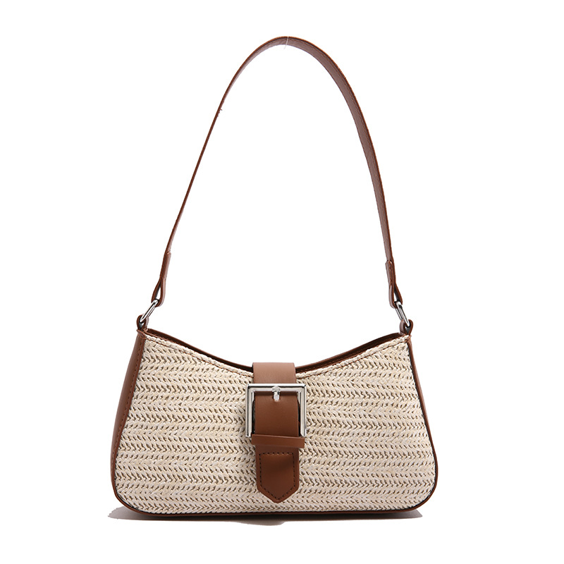 Summer new high-quality straw-woven crossbody casual bag, laid-back style bag, single-shoulder bag, beach wandering bag, cross-border trend Item Picture