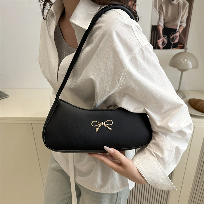 Korean-style fashionable casual bow single-shoulder bag, new Spring/Summer 2025, stylish and stylish crossbody underarm bag details Picture