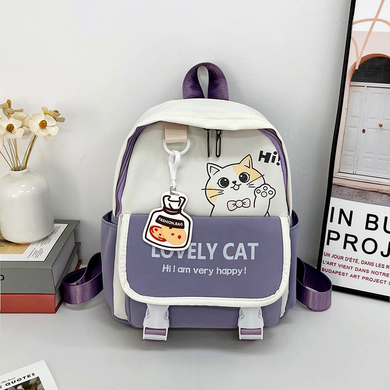 A lightweight and fresh college student casual backpack, a large-capacity, cute cat hand-held crossbody bag, and a cross-border trend full figure