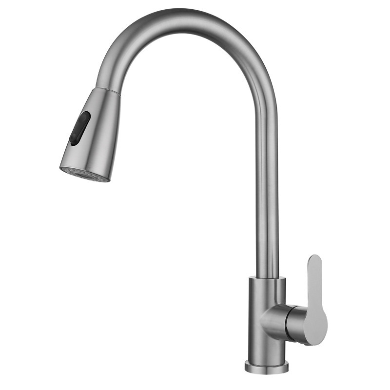 Kitchen faucet pull-out cold and hot sink, 304 stainless steel universal telescopic faucet, splash-proof sink Item Picture