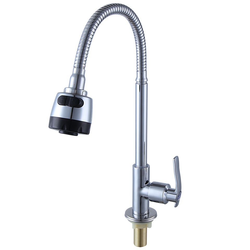 Brass round vertical kitchen sink, kitchen single-cooling ball faucet, sink faucet, rotatable, factory direct supply Item Picture