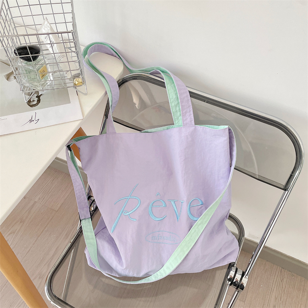 5743 Summer Cream Sail Bag for Women, 2025 New Korean Version, Large capacity Tote bag, embroidered, versatile, single-shoulder Application Scenario