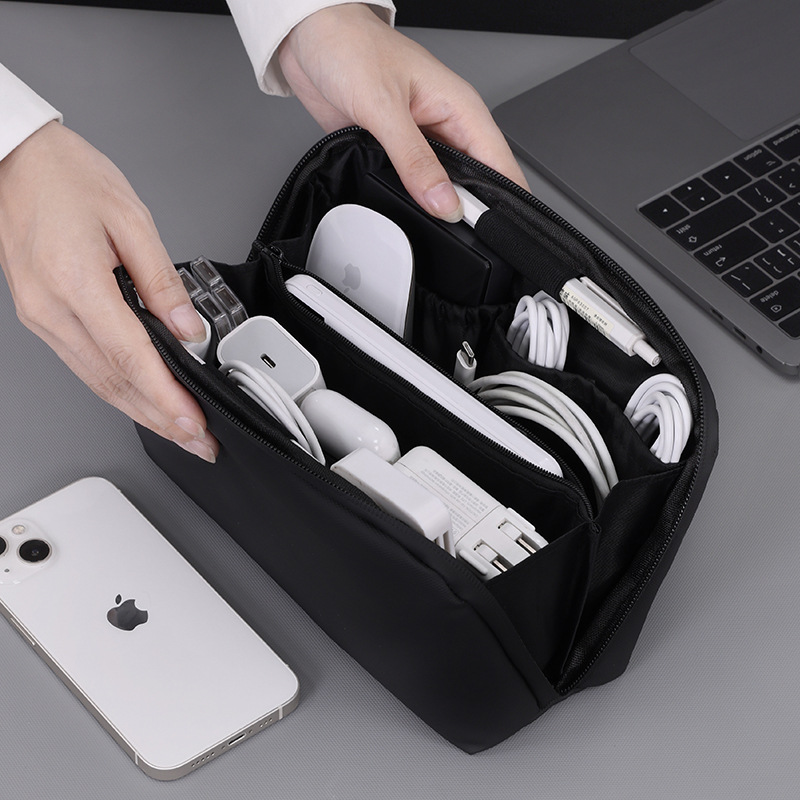 Cross-border Elite Series Leather film digital storage bag, data cable, headphones, USB flash drive, portable hard drive, power bank storage bag details Picture