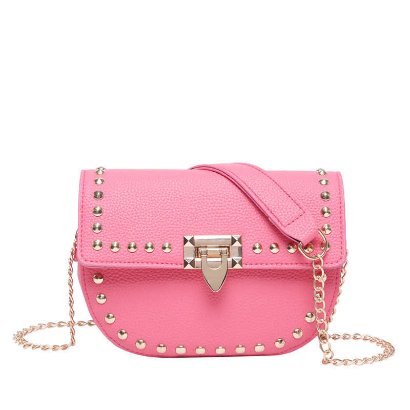 A new 2025 women's niche solid color versatile single-shoulder crossbody bag with riveted flap, suitable for cross-border use Item Picture