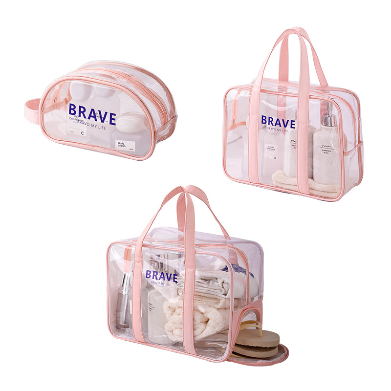 Runhui Travel Makeup Bag, Crystal Dry and wet Separation beach Bag, Fitness and Swimming Waterproof Toiletries Bag, Transparent Makeup bag full figure