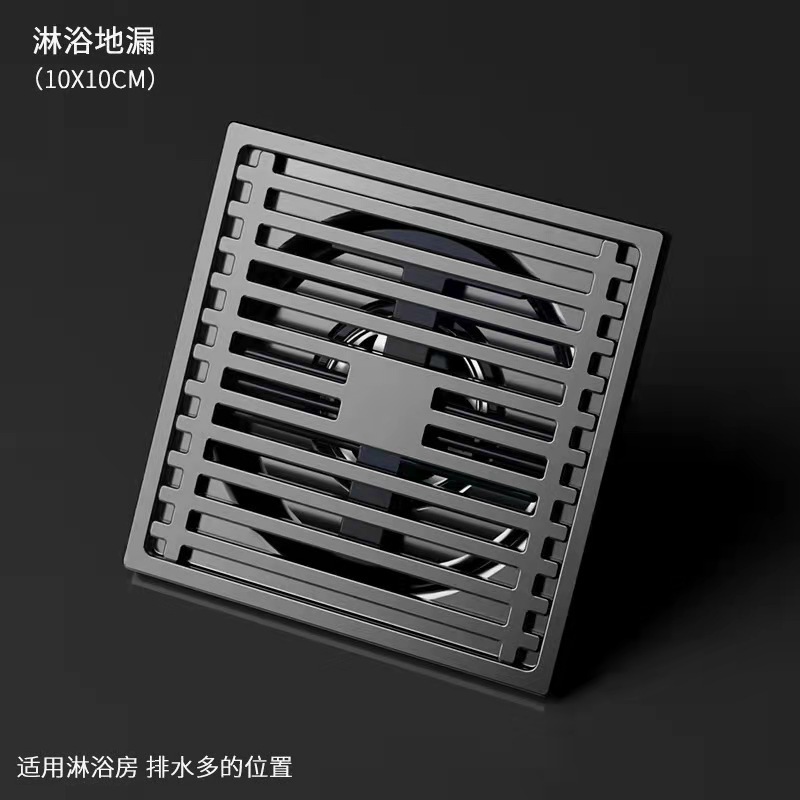 9mm thick stainless steel floor drain for kitchen and bathroom, anti-clogging, anti-odor and anti-overflow, large-capacity gun gray bamboo floor drain Specification drawing