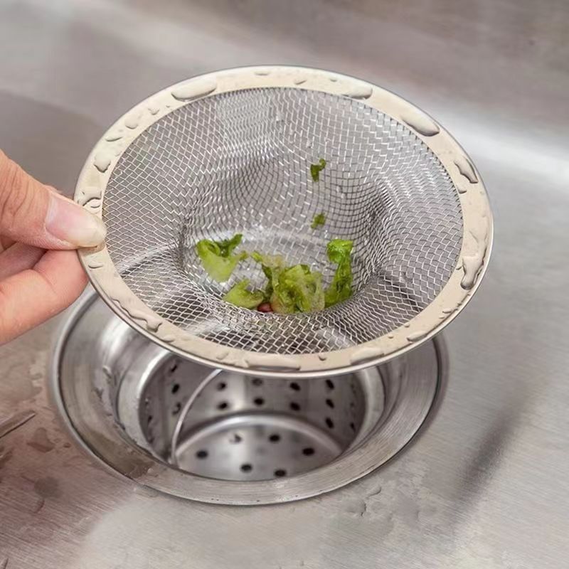 Large, medium and small 5cm/7cm/9cm/11cm straw hat net floor drain, leftover food and residue drainage, stainless steel sink filter screen details Picture