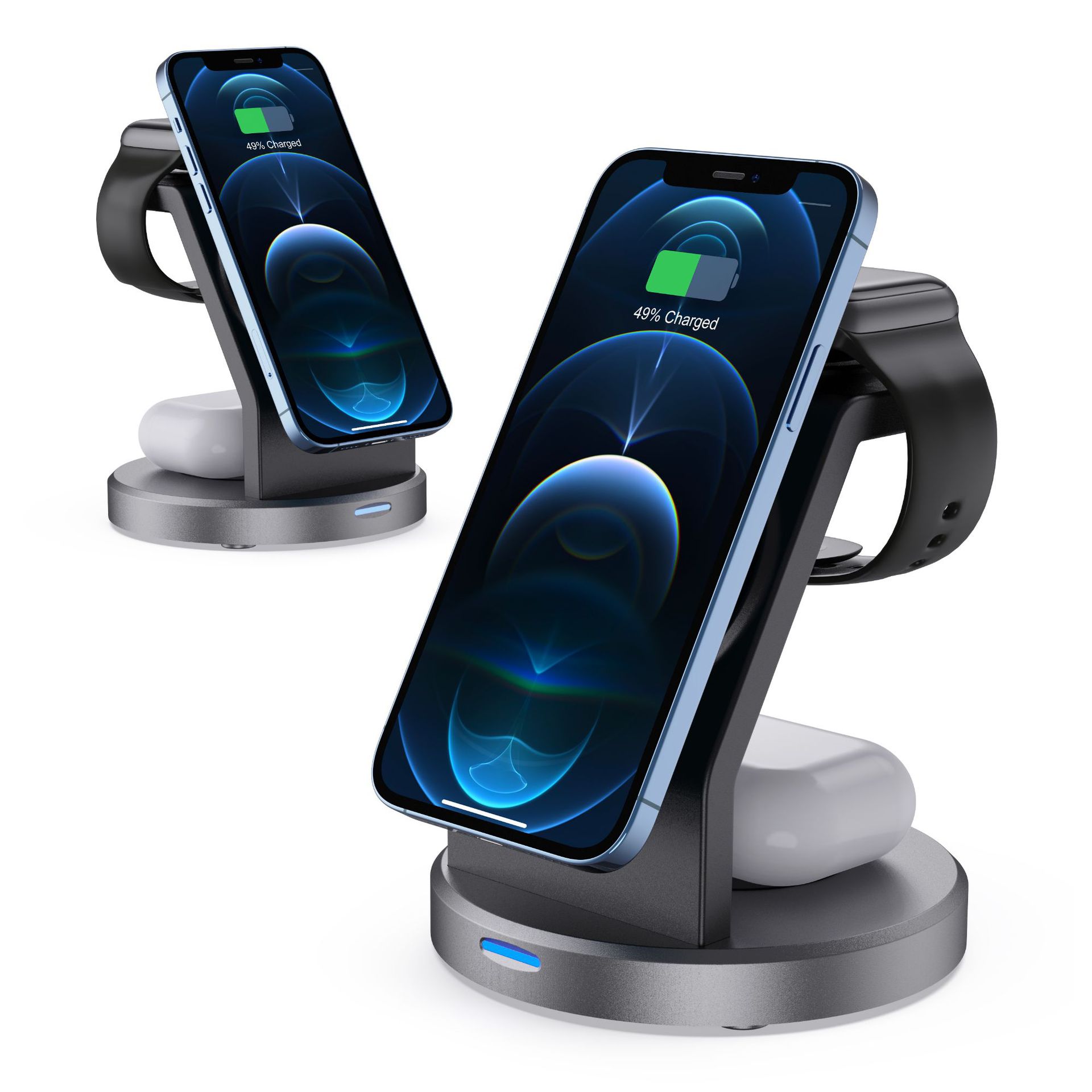 Source Factory's cross-border bestseller multi-functional magnetic 3-in-1 wireless charger, standing phone stand, watch wireless charger Specification drawing