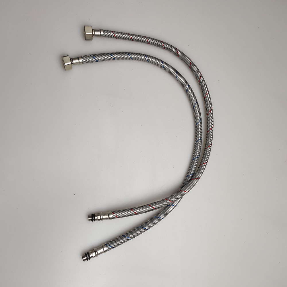 304 stainless steel braided flexible hose, vegetable basin, washbasin, countertop basin, cold and hot water faucet, pointed tip pipe, single-ended steel cap pipe details Picture