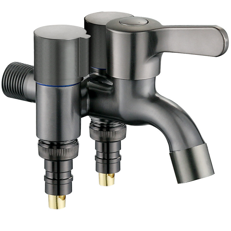 Stainless steel one-inlet four-outlet Angle valve water divider, washing machine four-way triangular valve, three-way water valve, household three-outlet water dragon Item Picture