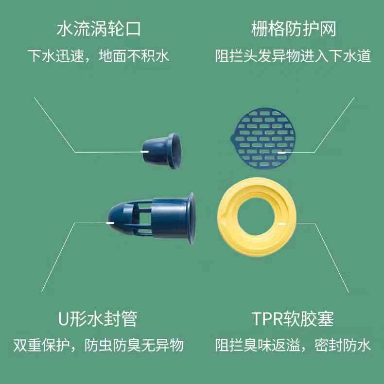 Wholesale of universal anti-odor devices for floor drains, anti-odor, anti-clogging and anti-insect floor drain covers, and plastic anti-odor cores for bathrooms Specification drawing