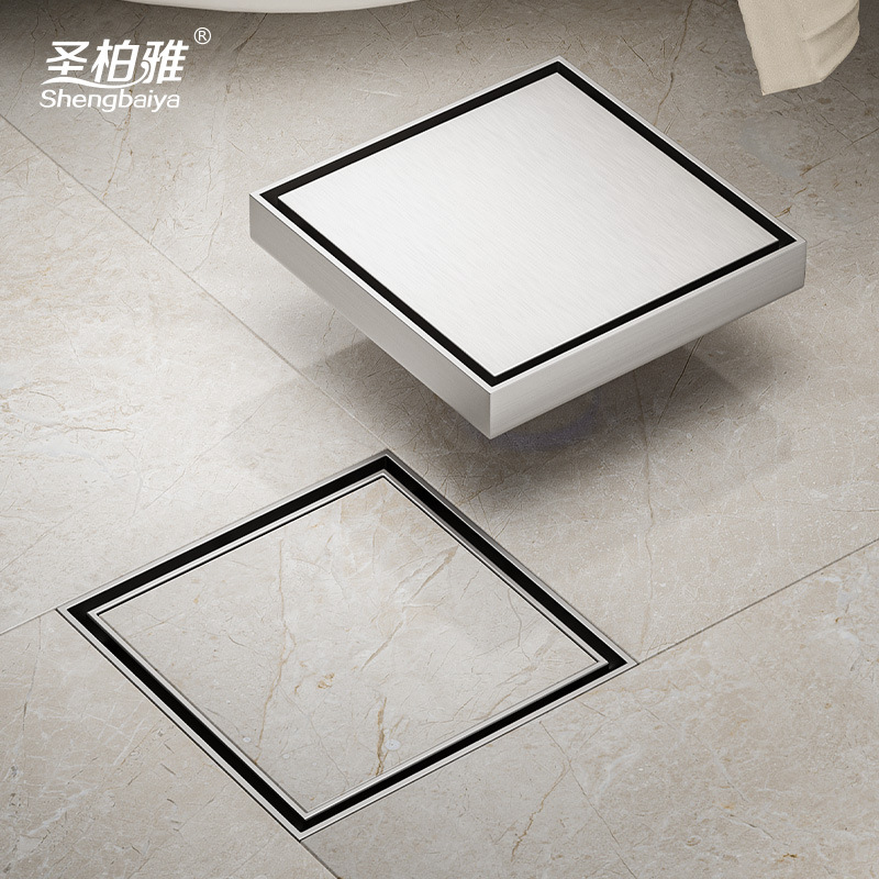 Thickened 304 stainless steel floor drain, cross-border invisible floor drain, brick-inlaid hidden anti-odor bathroom floor drain, hotel details Picture
