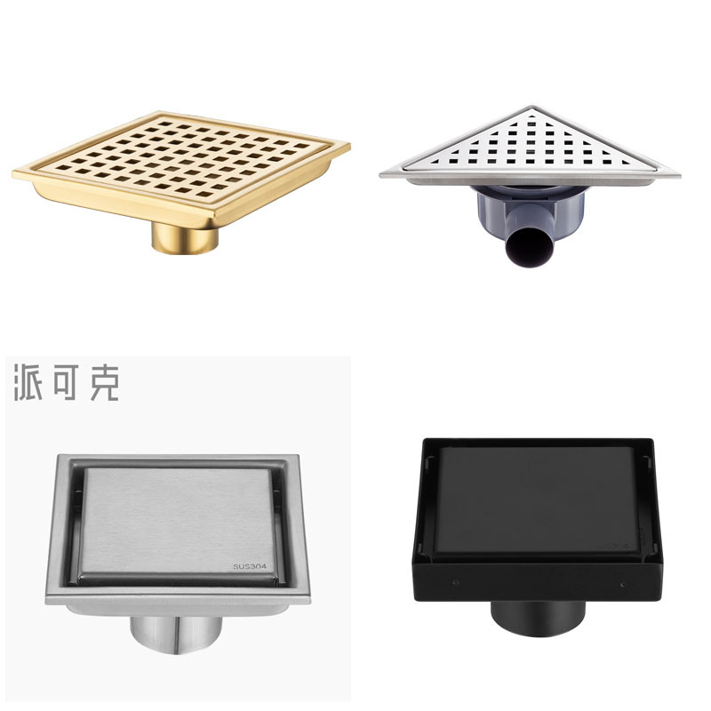 Black invisible floor drain, 304 stainless steel, long strip hidden floor drain for bathroom, side exhaust anti-odor floor drain, cross-border Specification drawing