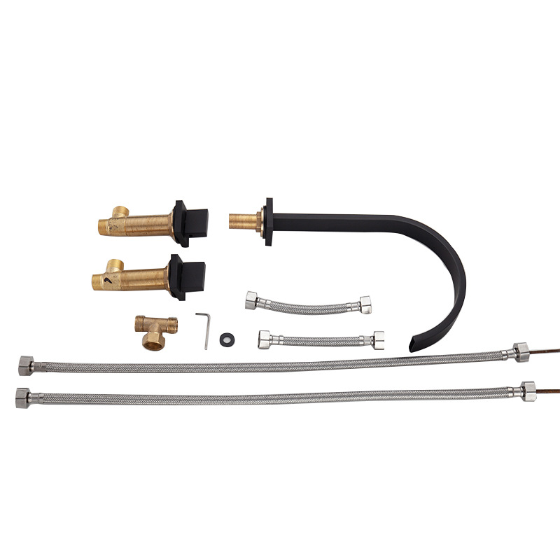 The manufacturer supplies bathtub all-copper five-hole shower faucet, chrome white European-style side bathtub five-piece set faucet wholesale Item Picture