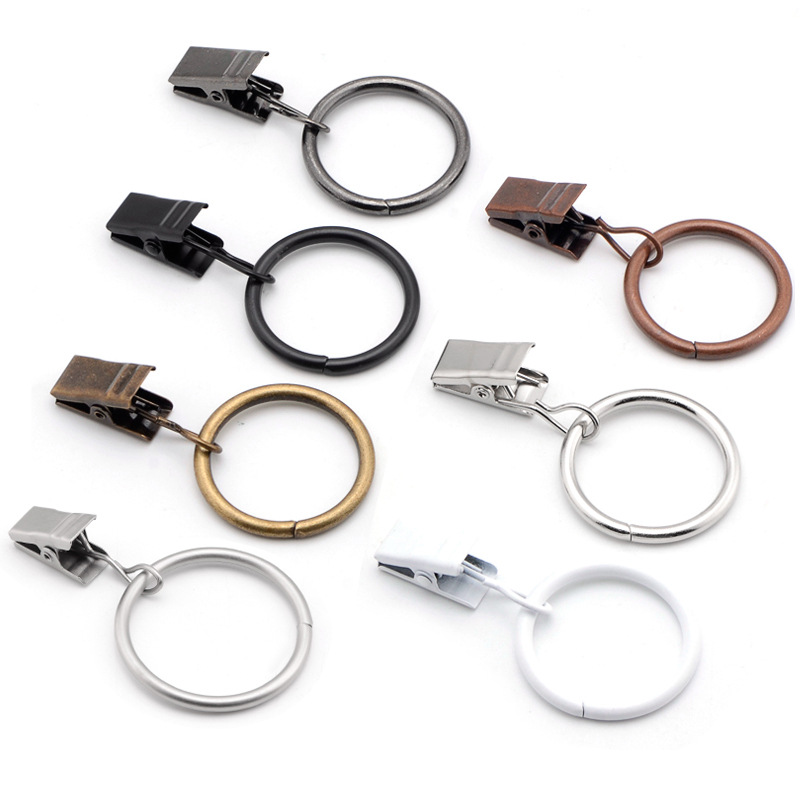 Cross-border sales of electrophoretic black curtain clips, pure black Roman rod rings, black curtain accessory hooks Item Picture