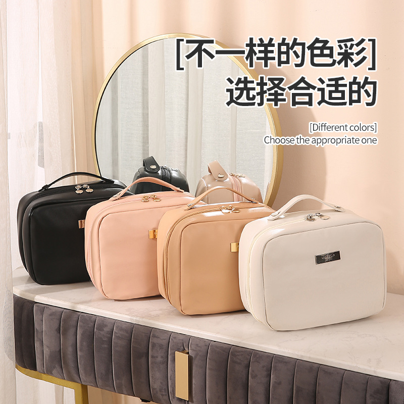New cosmetic bag with large capacity, high-end feel, ins style, high appearance level, portable travel pu cosmetics hand-held details Picture