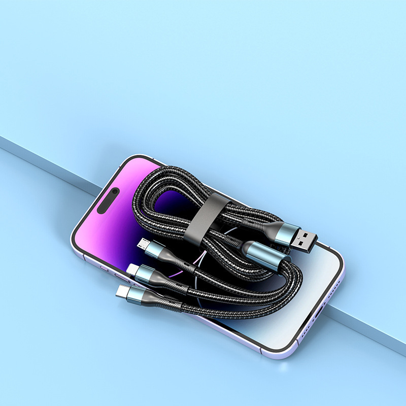 120w charger cable, braided data cable, three-in-one tpyec super fast charging, one-to-three compatible with Huawei Specification drawing