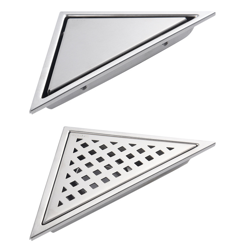 Cross-border bathroom, 304 stainless steel invisible floor drain, tiled anti-odor bathroom, shower room, triangular wall drainage Item Picture