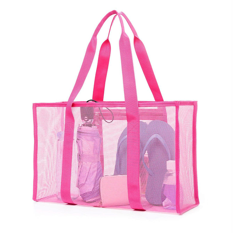 Cross-border swimming pool minimalist mesh beach bag, minimalist large-capacity swimming storage bag, long shopping beach bag Item Picture