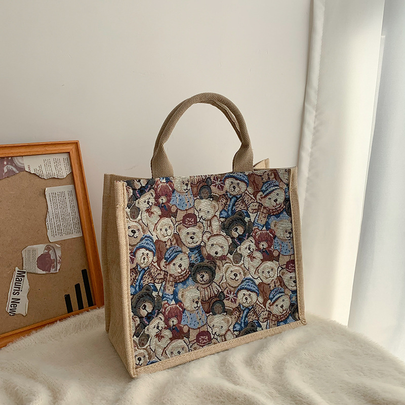 The new cute bento bag for work, large-capacity Korean-style lunch bag with rice, and canvas bag are selling well full figure
