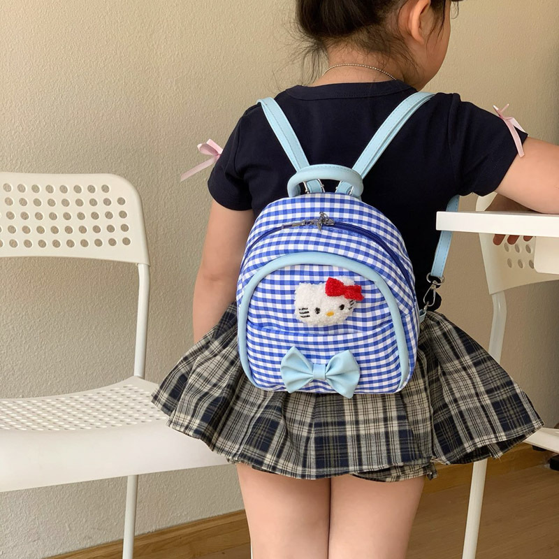 Children's Bag 2025 New Style Cartoon cute checkered mini Backpack, cute girls' street bow schoolbag Application Scenario