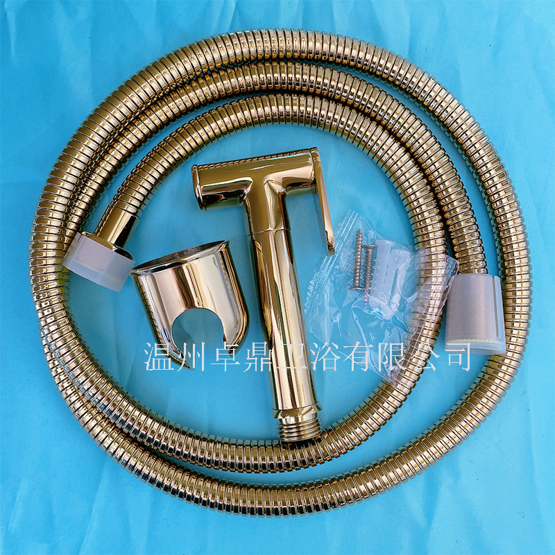 Cross-border all-copper bidet set, gold titanium toilet spray gun, bathroom handheld pressurized bidet shattaf Specification drawing