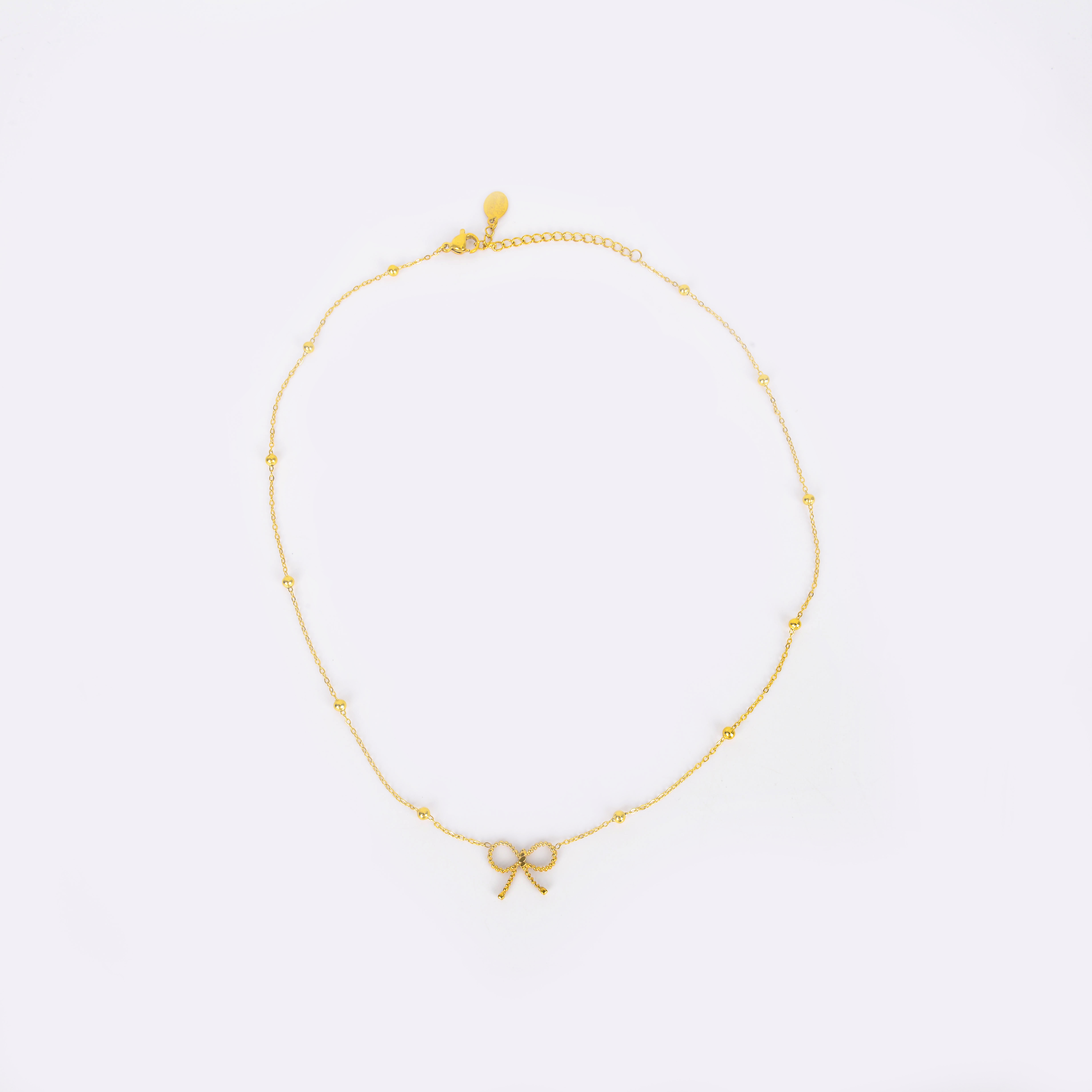 New titanium steel niche design cross-border non-fading cute hollowed-out bow pendant necklace women's collarbone chain accessory Item Picture