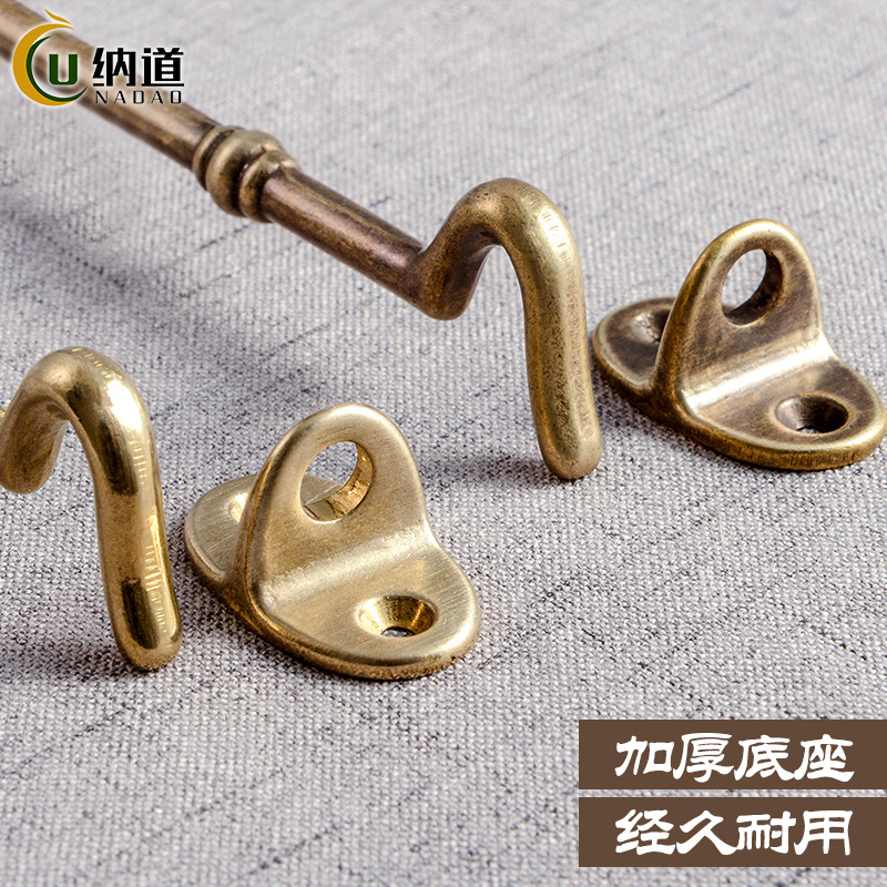 Old-fashioned antique-style window, brass window hook, wind hook, retro door and window windproof hook, door buckle, support rod, fixed hook Application Scenario