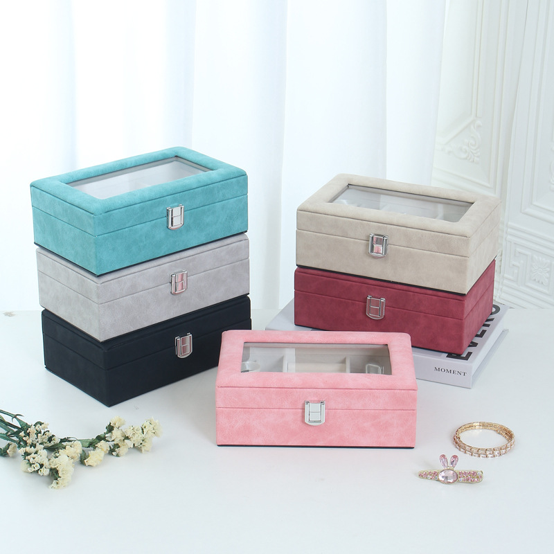 Cross-border European and American simple and portable sheep bar jewelry storage box, multi-specification bracelet jewelry, stud earrings, velvet fabric display details Picture