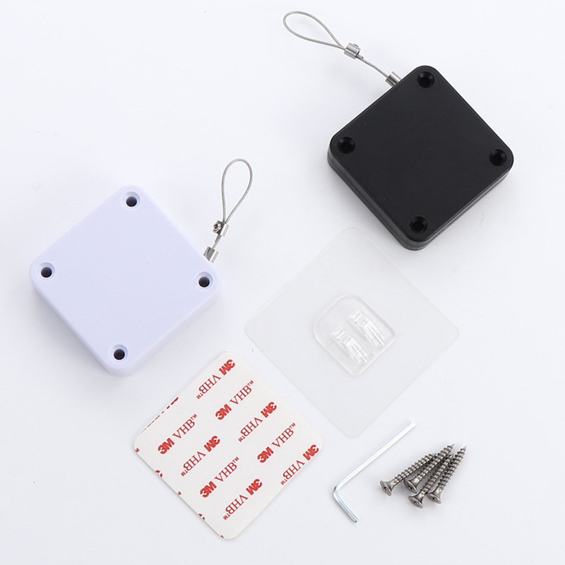 A non-drilling, drawstring type telescopic household silent simple door closer, buffer drawstring retraction closing automatic door closer Specification drawing