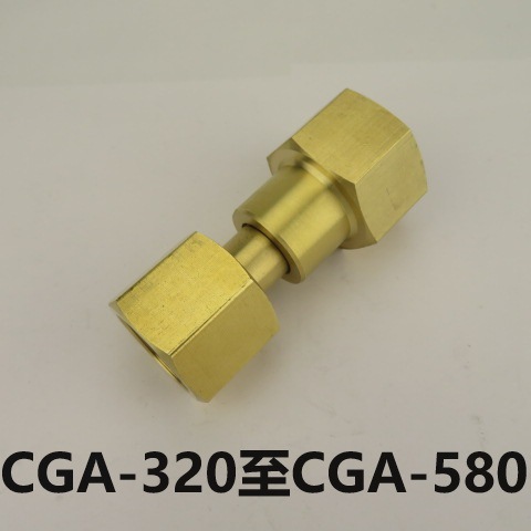 Pressure reducing valve connector CGA-320 to CGA-580-CO2 adapter carbon dioxide cylinder to flowmeter full figure